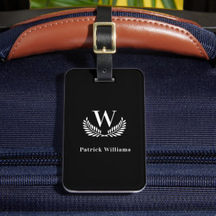 Klassischer Name für Schwarz-weiße Monogramm-Initi Gepäckanhänger