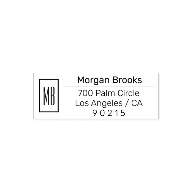 Klassischer Name & Monogramm-Adresse Permastempel (Design)