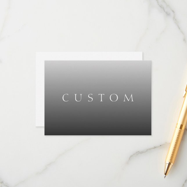 Klassischer Name oder Wort | Gradient Gray Begleitkarte (Vorderseite/Rückseite Beispiel)