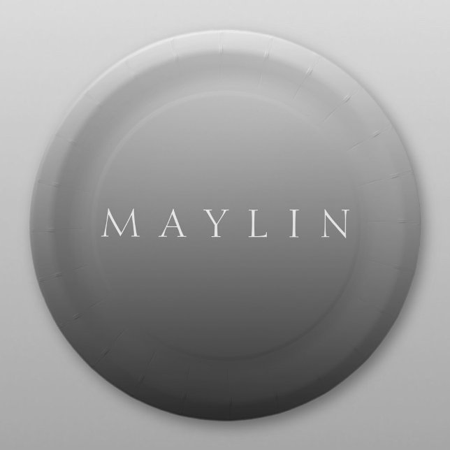 Klassischer Name oder Wort | Gradient Gray Pappteller (Von Creator hochgeladen)