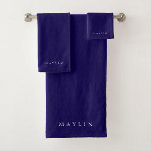 Klassischer Name oder Wort Purplish Dark Blue Badhandtuch Set