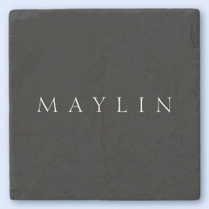 Klassischer Name oder Wort   Schwarz und Weiß Steinuntersetzer