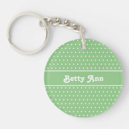 Klassischer Name Polka Dot Sage Green & White Schl Schlüsselanhänger