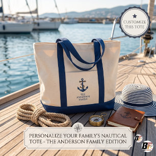 Klassischer nautischer Anker personalisierter Fami Tragetasche