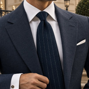 Klassischer Navy-Herringbone-Heritage-Streifen Krawatte