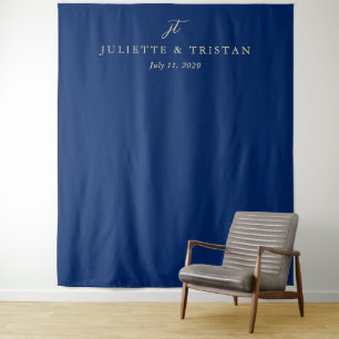 Klassischer Navy- und Creme-eleganter Hochzeitshin Wandteppich