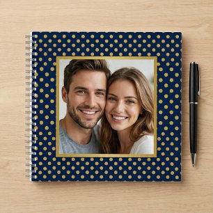Klassischer Navy- und Gold-Polka-Punkt-Rahmen-Foto Notizbuch