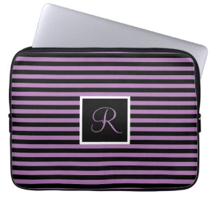 Klassischer Niedlicher Chic Initial Lila Black Str Laptopschutzhülle
