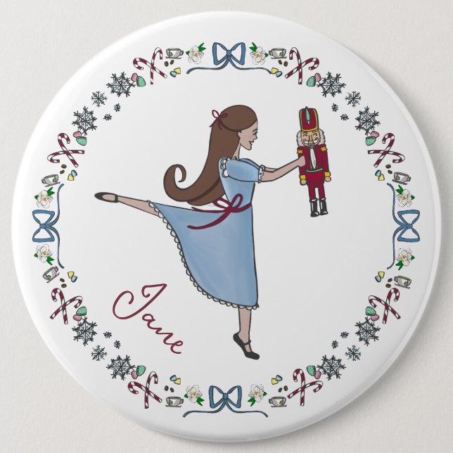 Klassischer Nussknacker Weihnachtsballett Button (Vorderseite)
