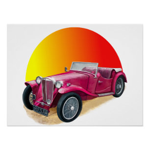 Klassischer Oldtimer in Rot Poster