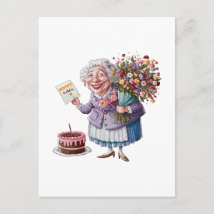 Klassischer Oma-Geburtstag mit riesigen Blumen Feiertagspostkarte