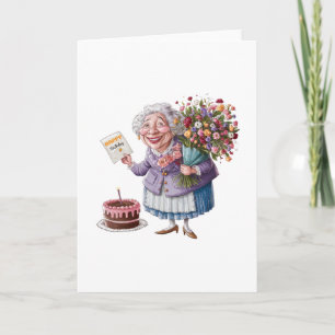 Klassischer Oma-Geburtstag mit riesigen Blumen Karte