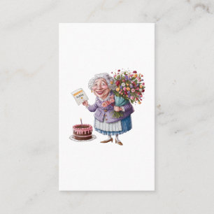 Klassischer Oma-Geburtstag mit riesigen Blumen Visitenkarte