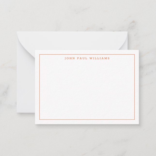 Klassischer Orange Beruflich Simple Thin Border Mitteilungskarte (Vorderseite)