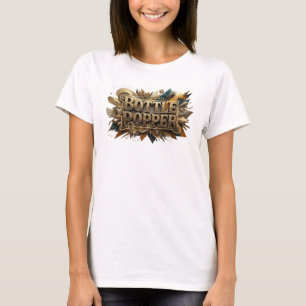 Klassischer Orange BOTTLE POPPER 3D-Textkunst T-Shirt