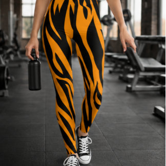 Klassischer orange-schwarzer Tigergestreifendruck Leggings