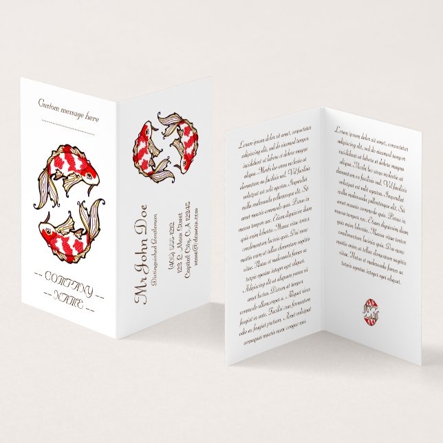 Klassischer orientalischer Koi-Karpfenfisch Tattoo Visitenkarten (Innenseite und Außenseite)