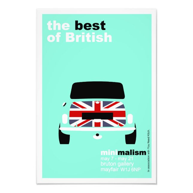 Klassischer Original Mini Cooper minimalistischer  Fotodruck (Vorne)