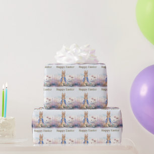 Klassischer Osterhase mit Osterkörbchen Frohe Oste Geschenkpapier