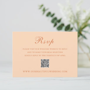 Klassischer Peach QR Code Elegante Hochzeit RSVP Karte