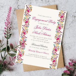 Klassischer Pearl Swan Floral Rahmen Verlobungsfei Einladung