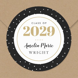 Klassischer Personalisierter Abschluss aus Schwarz Runder Aufkleber