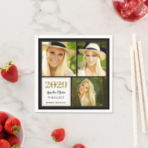 Klassischer Personalisierter Abschluss aus Schwarz Serviette