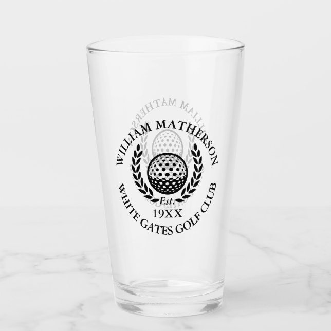 Klassischer personalisierter Golfclub-Name Glas (Vorderseite)