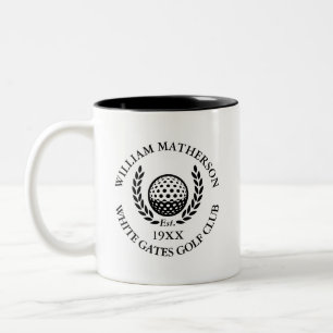 Klassischer personalisierter Golfclub-Name Zweifarbige Tasse