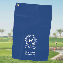 Klassischer Personalisierter Monogramm-Name Blau Golfhandtuch