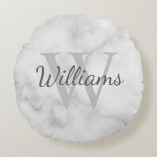 Klassischer Personalisierter Monogramm- und Namens Rundes Kissen