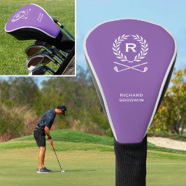 Klassischer Personalisierter Monogrammname Lila Golf Headcover