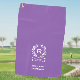 Klassischer Personalisierter Monogrammname Lila Golfhandtuch