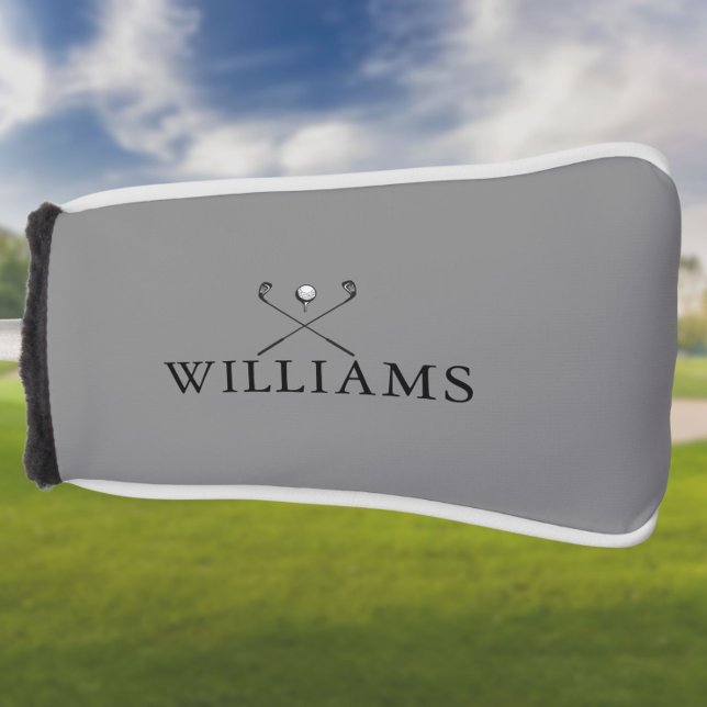 Klassischer Personalisierter Name Golfklubs Grau Golf Headcover (Classic Personalized Name Golf Clubs Gray Golf Head Cover)