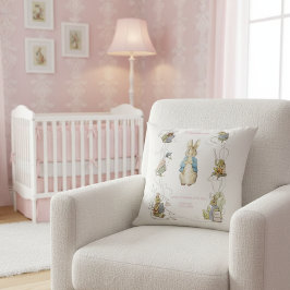 Klassischer Peter der Rabbit Pink Gingham Birth St Kissen
