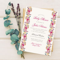 Klassischer Pfau-Schwan-Blumenrahmen-Baby-Shower