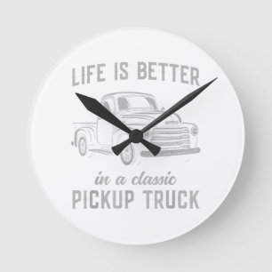 Klassischer Pickup-Truck-Typ Vintage Runde Wanduhr