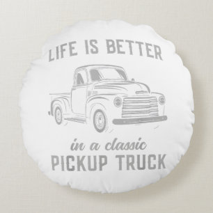 Klassischer Pickup-Truck-Typ Vintage Rundes Kissen