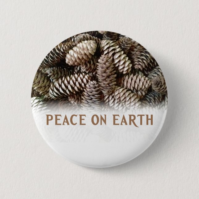 Klassischer Pine Cone Weltfrieden Button (Vorderseite)