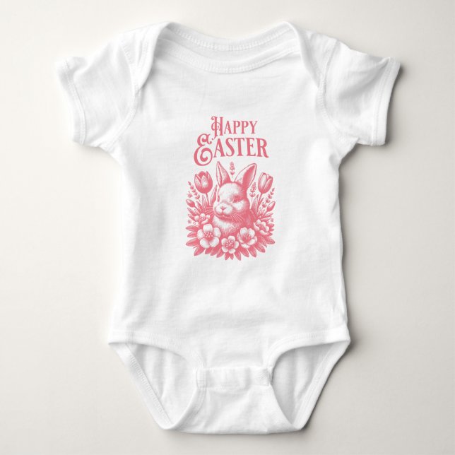 Klassischer Pink Happy Ostersonne Baby Strampler (Vorderseite)