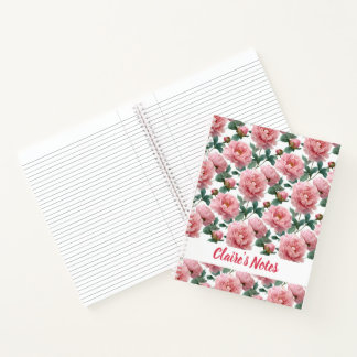 Klassischer Pink-Peony-Muster Name Notizbuch
