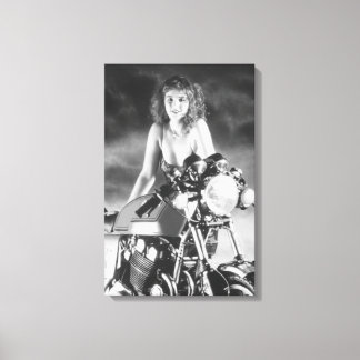 Klassischer Pinup Classic Motorrad Leinwanddruck
