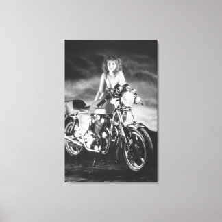 Klassischer Pinup Classic Motorrad Leinwanddruck