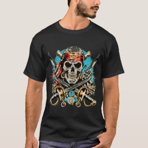 klassischer Piratenschädel mit gekreuzten Schwerte T-Shirt
