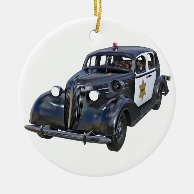 Klassischer Polizeiwagen Keramik Ornament (Vorne)