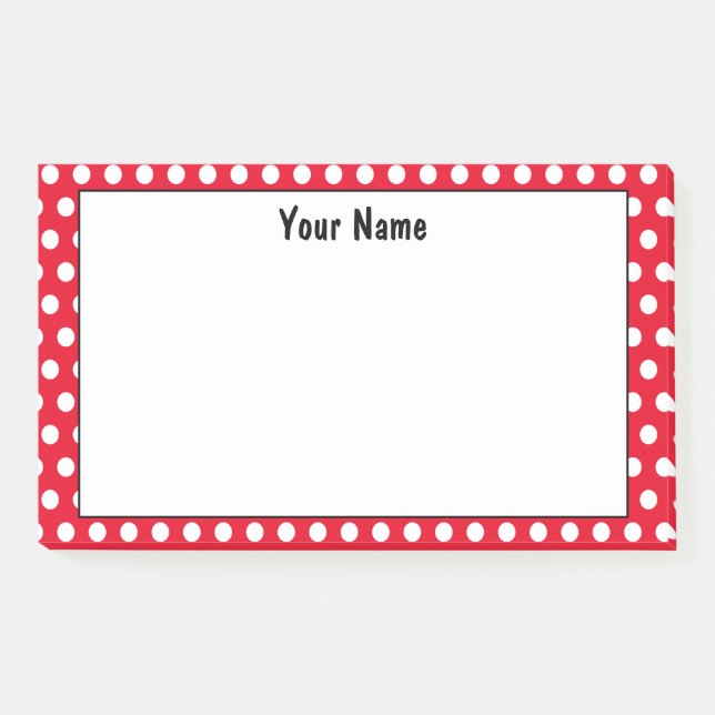 Klassischer Polka Dot Roter und Weißer Individuell Post-it Klebezettel (Vorderseite)