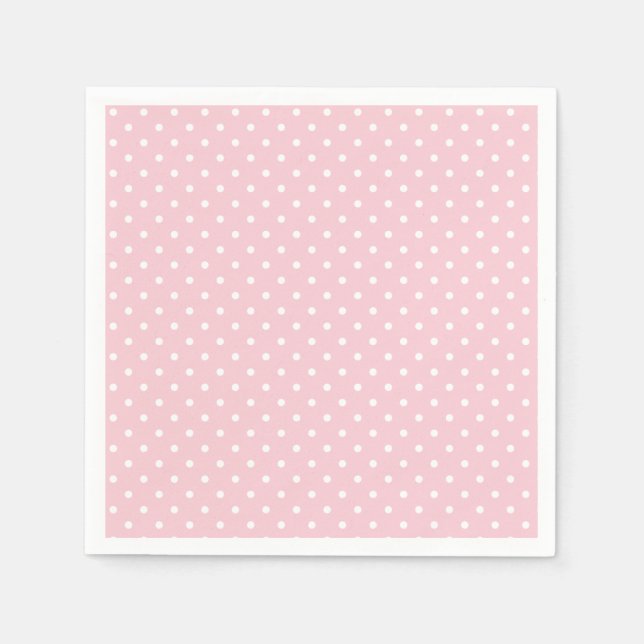 Klassischer Polka-Punkt Weiß - Rosa Serviette (Vorderseite)