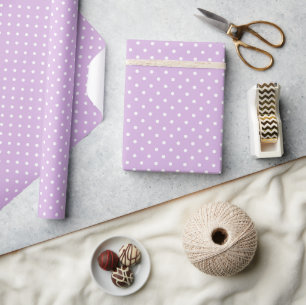 Klassischer Polka-Punkt Weiß - Sanftes Lila Geschenkpapier