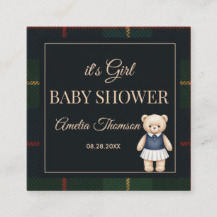 Klassischer Polo-Teddybär-Eleganter-Karo-Babyshowe Begleitkarte