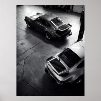 Klassischer Porsche 911 Turbo aus der Vogelperspek Poster